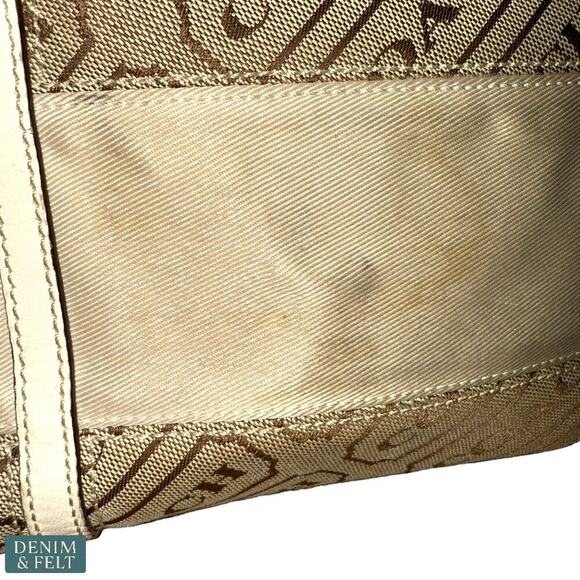 Coach Signature Canvas Tote Bag Khaki/Cream w/ Red Interior Medium Shoulder Bag - Picture 15 of 15